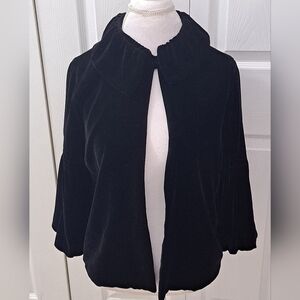 CAbI Black Velvet/Silk Blend Jacket With Balloon Sleeves   Size M
